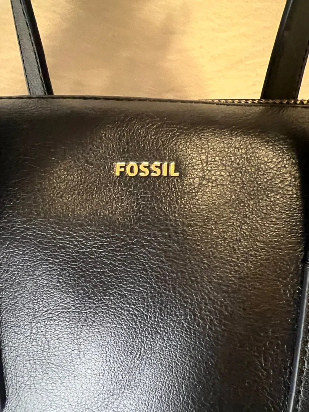 Fossil Black Leather Zip-Top Tote - Picture 10 of 10